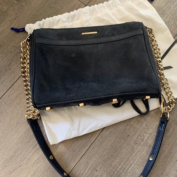 Rebecca Minkoff Mini Mac Blue Suede with Gold Hardware + Dustbag - Picture 4 of 8